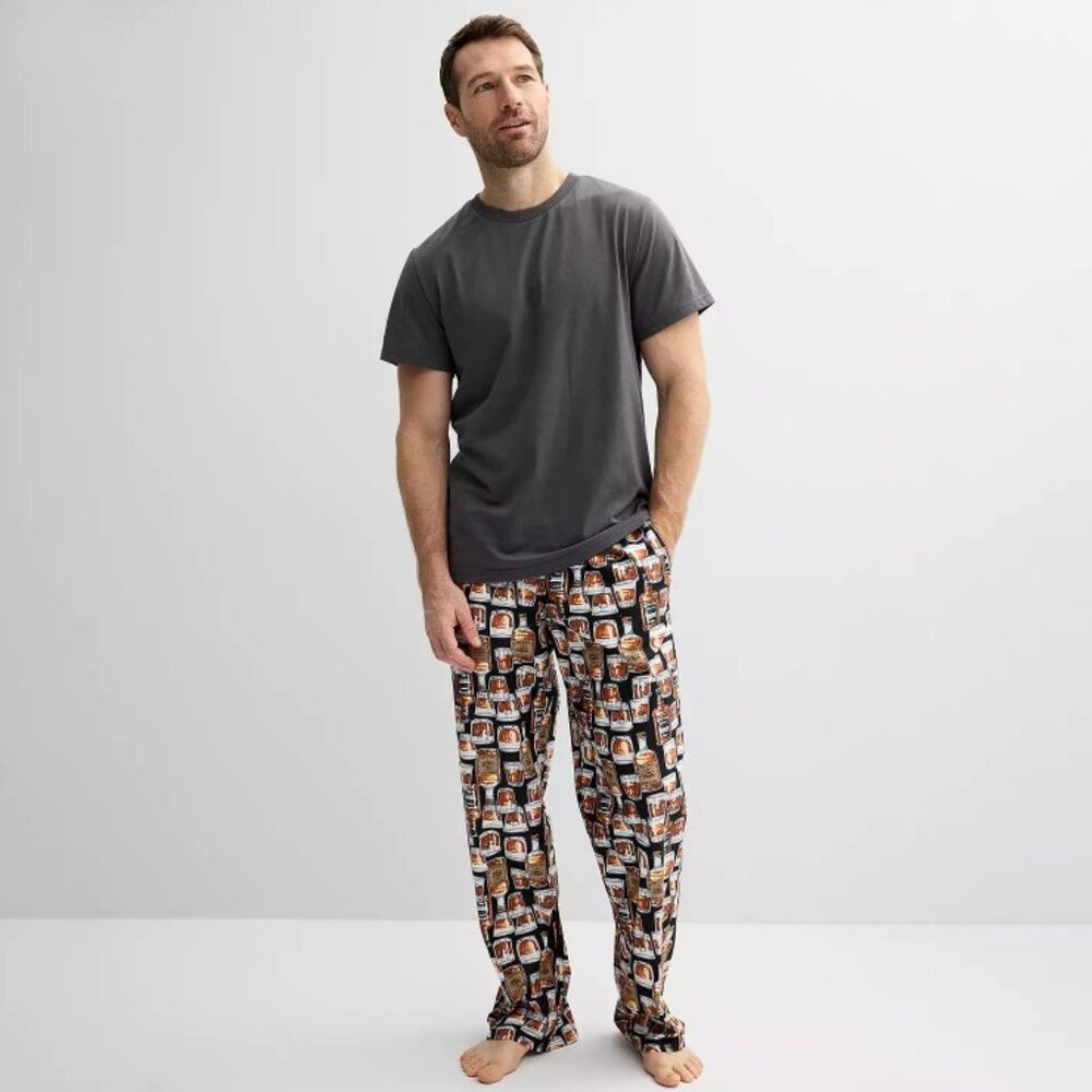 PJs + PANCAKES Whiskey Bottle/Glass Pajama Pants Set - XXL